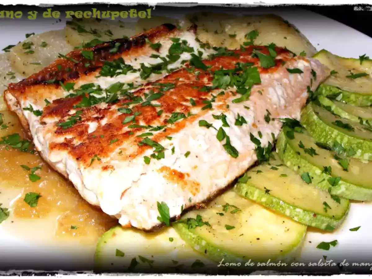 Lomo de salmón con salsita de manzana