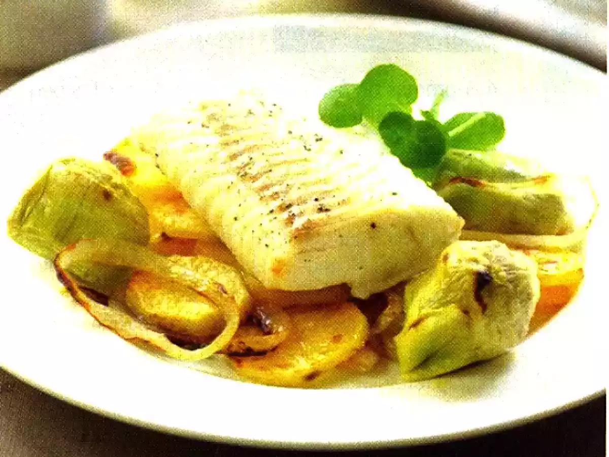 Lomos de bacalao con alcachofas