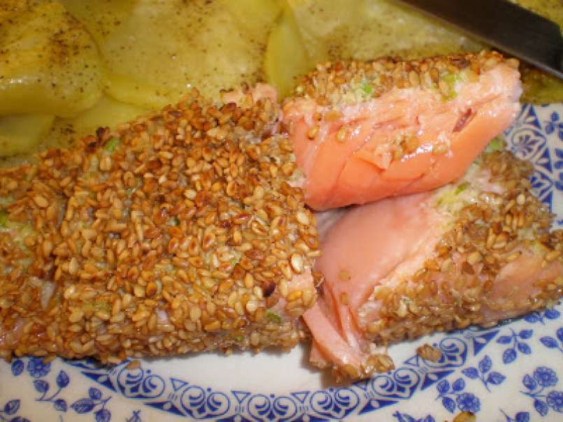 Lomos de salmón con costra de sésamo, lima y cilantro - foto 2