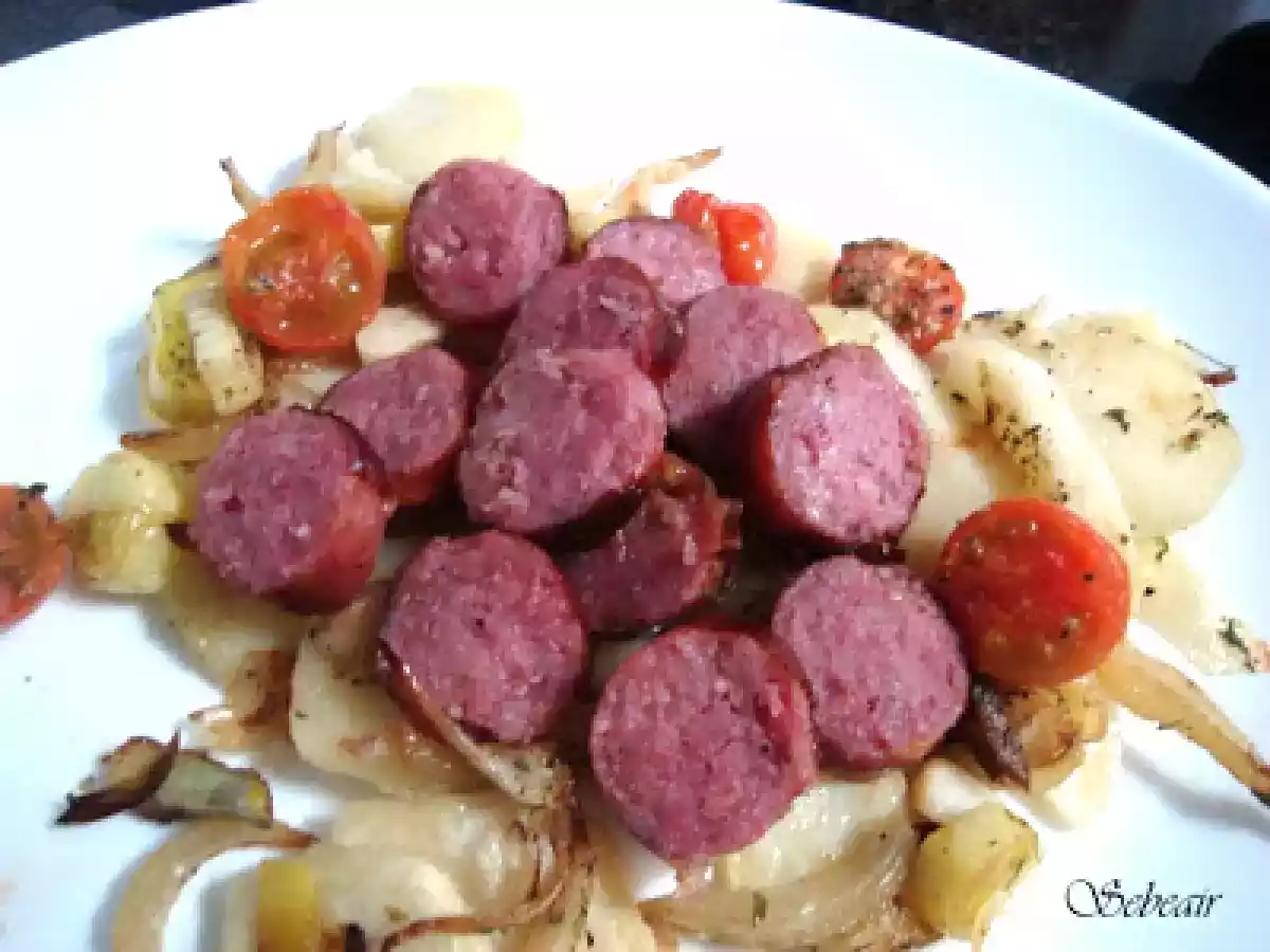 LONGANIZA CON VERDURAS AL HORNO (tradicional y horno) - foto 2