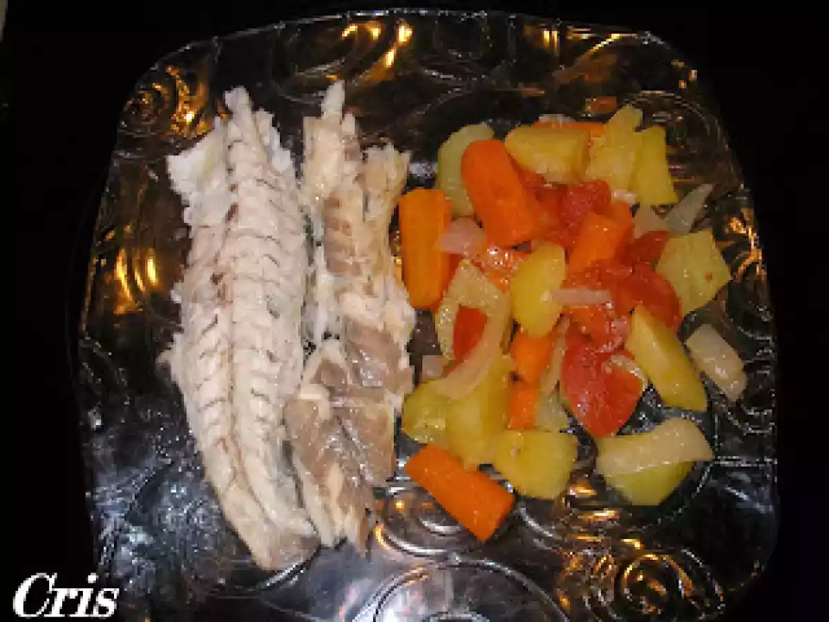 Lubina al horno en bolsa de asar.