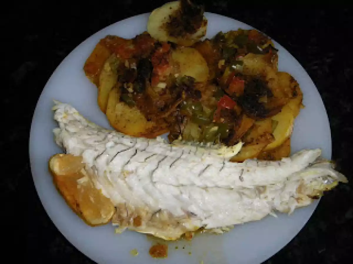 Lubina al horno estilo rifeño.