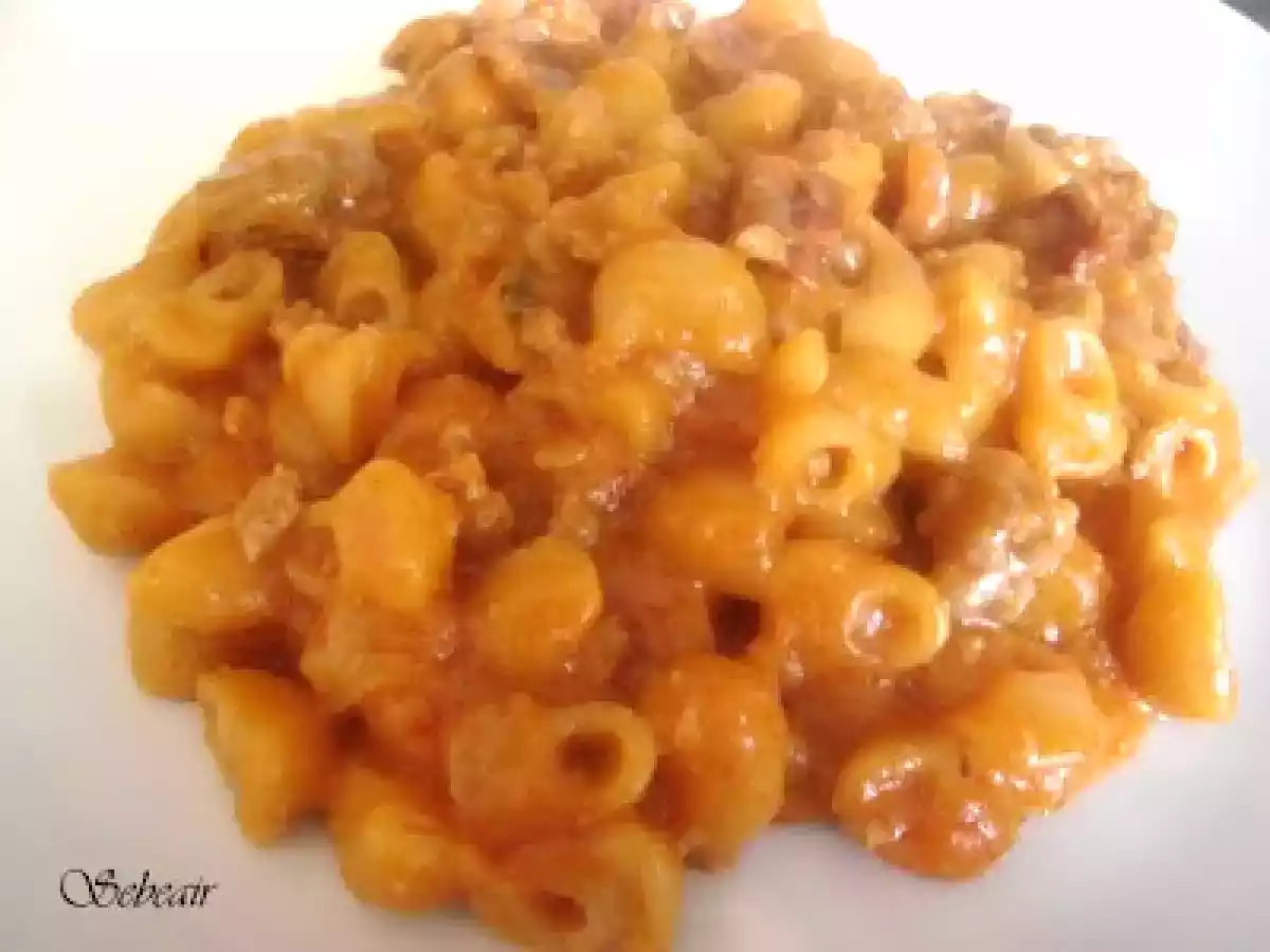 MACARRONES 25 MIN. CON CARNE PICADA Y CHORIZO (thermomix)