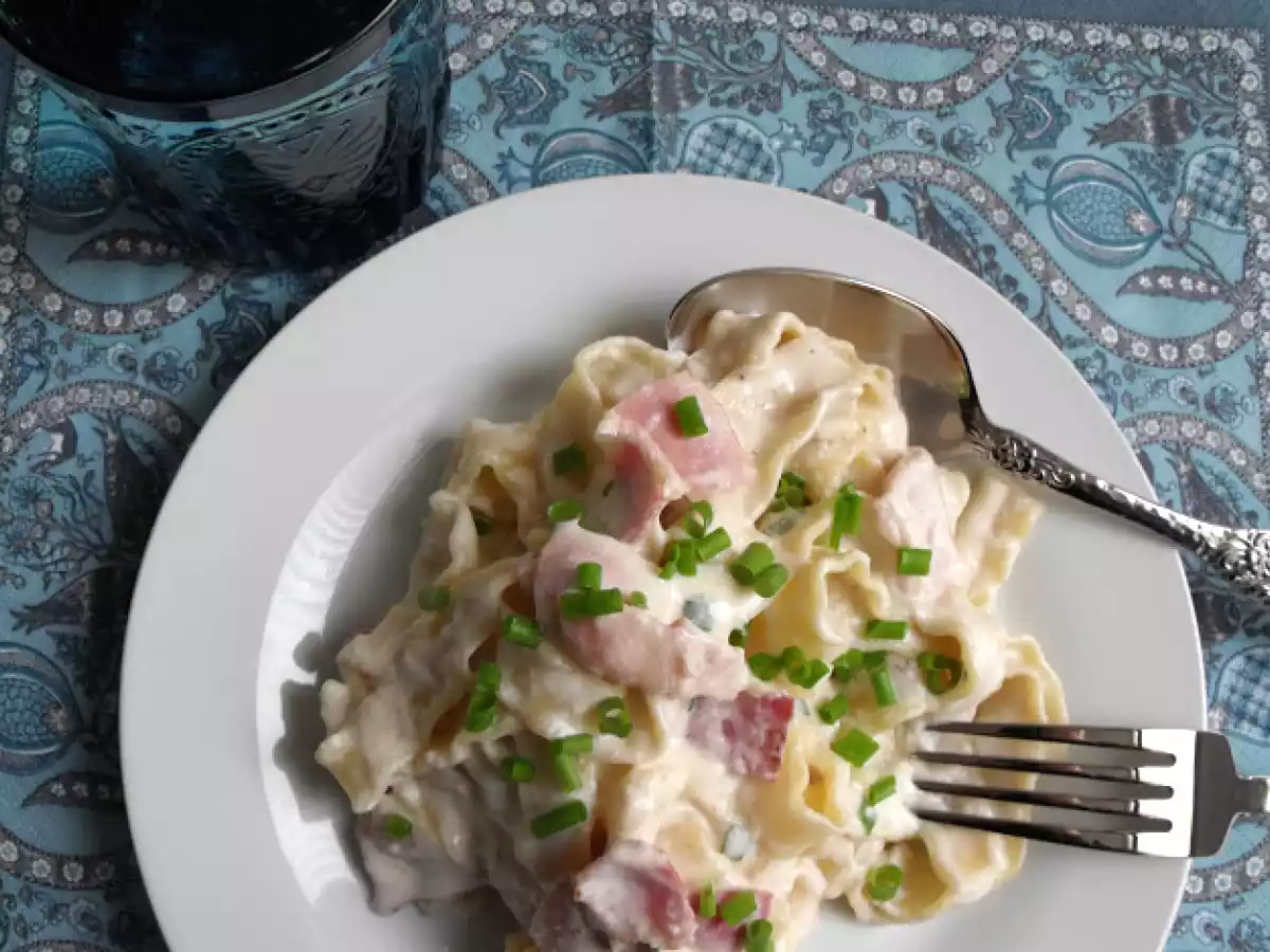 Mafaldas con salsa de queso y bacon - foto 2