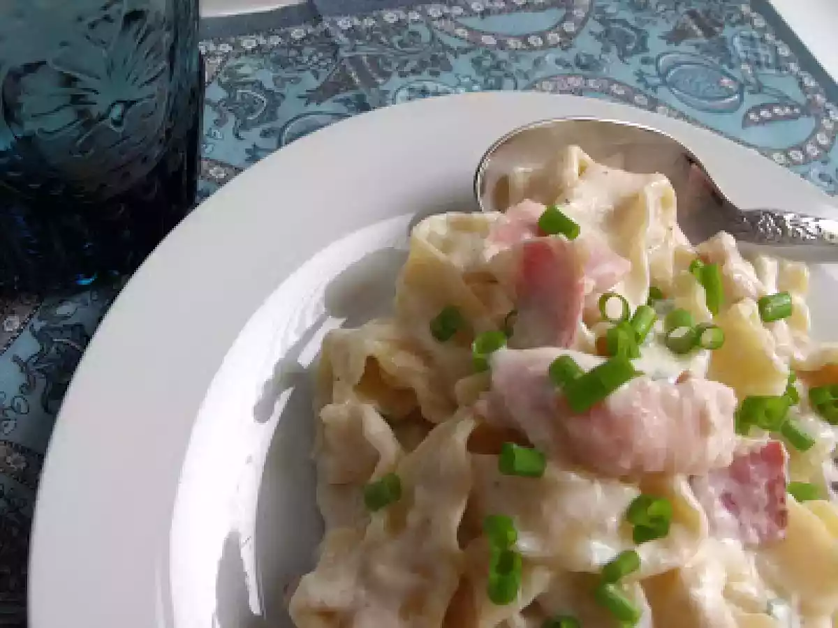 Mafaldas con salsa de queso y bacon - foto 3