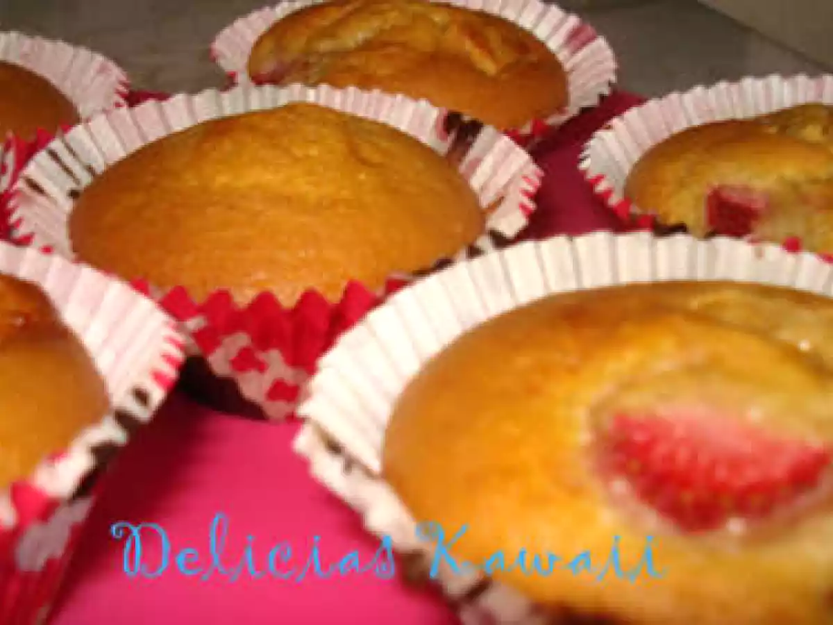 Magdalenas de fresa (natural) y chocolate blanco - foto 3