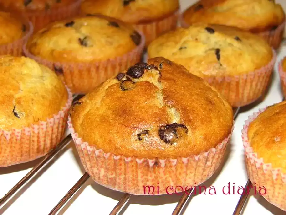 Magdalenas de plátano con ron y chocolate