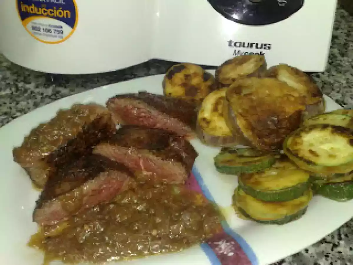 Magret de pato sin grasa con verduras