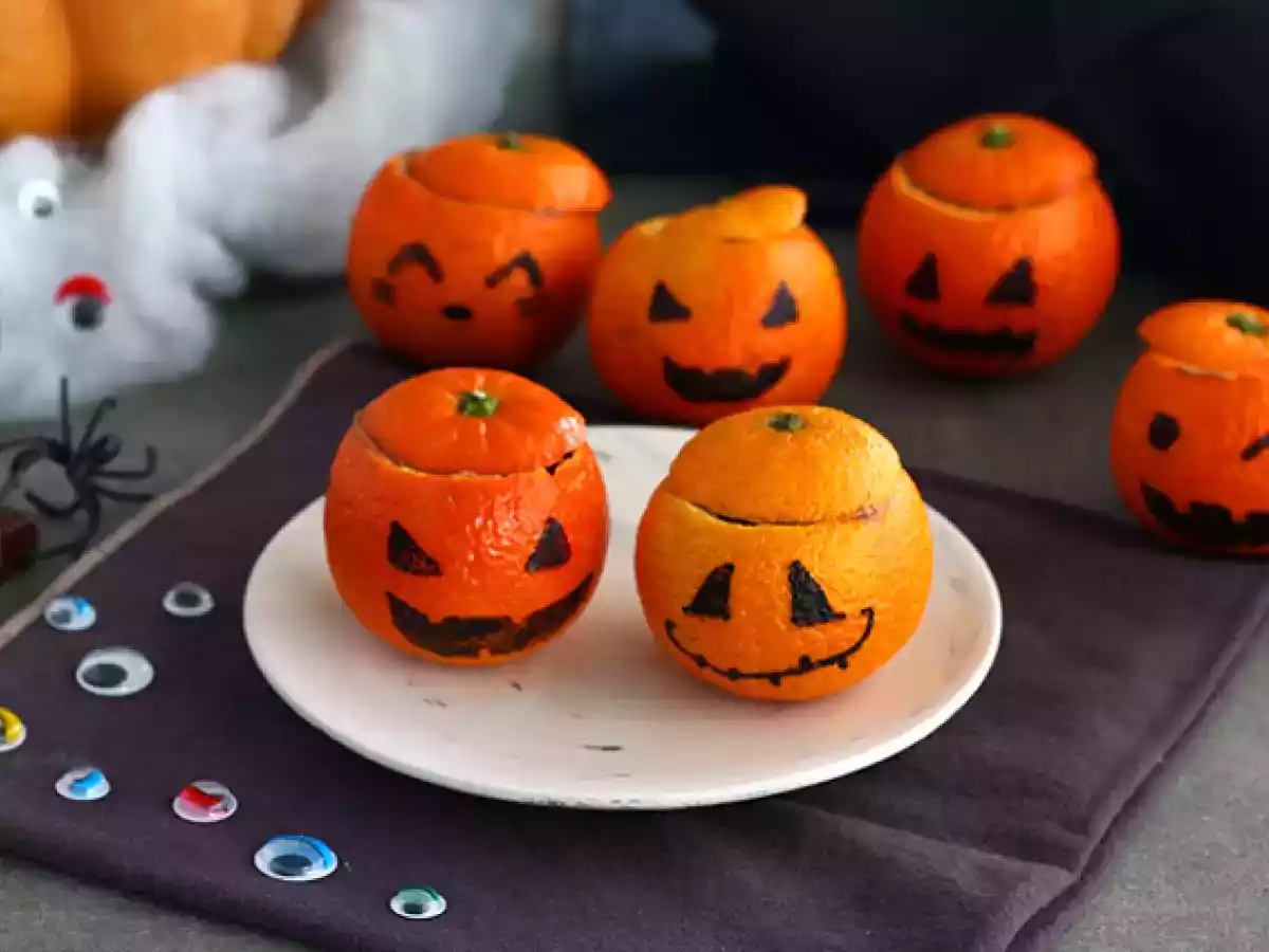 Mandarinas de Halloween con mousse de chocolate