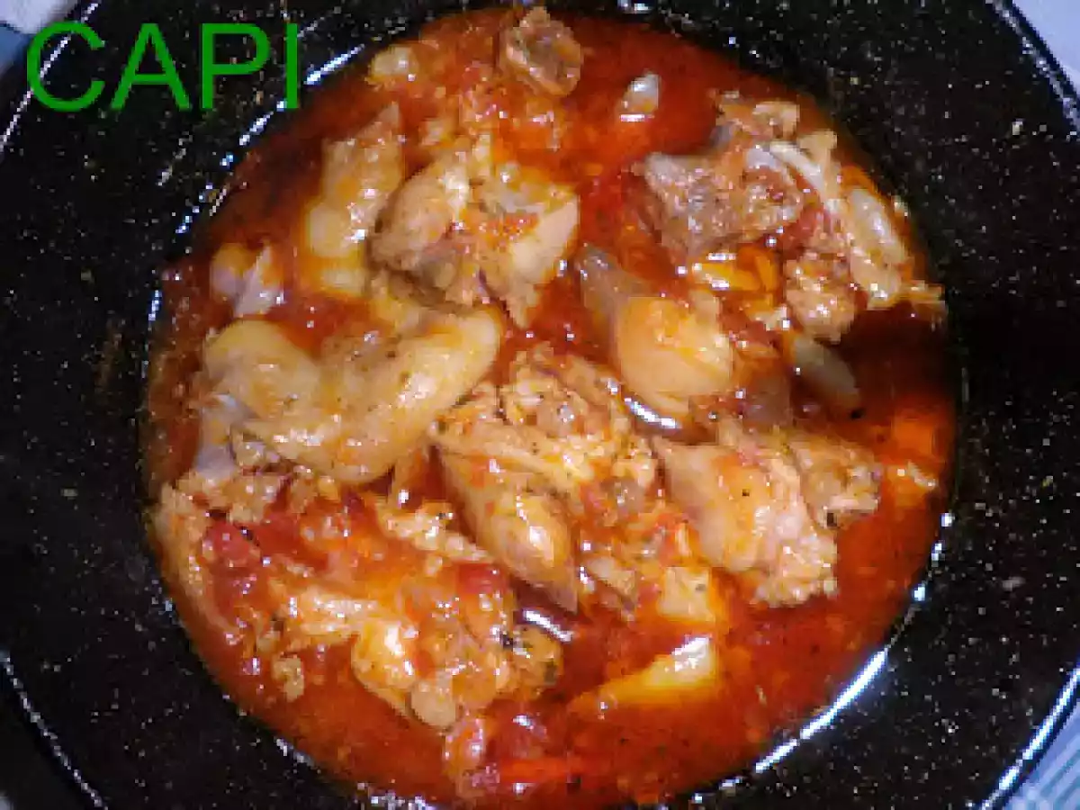 MANITAS DE CERDO CON TOMATE, ORÉGANO Y AJO.