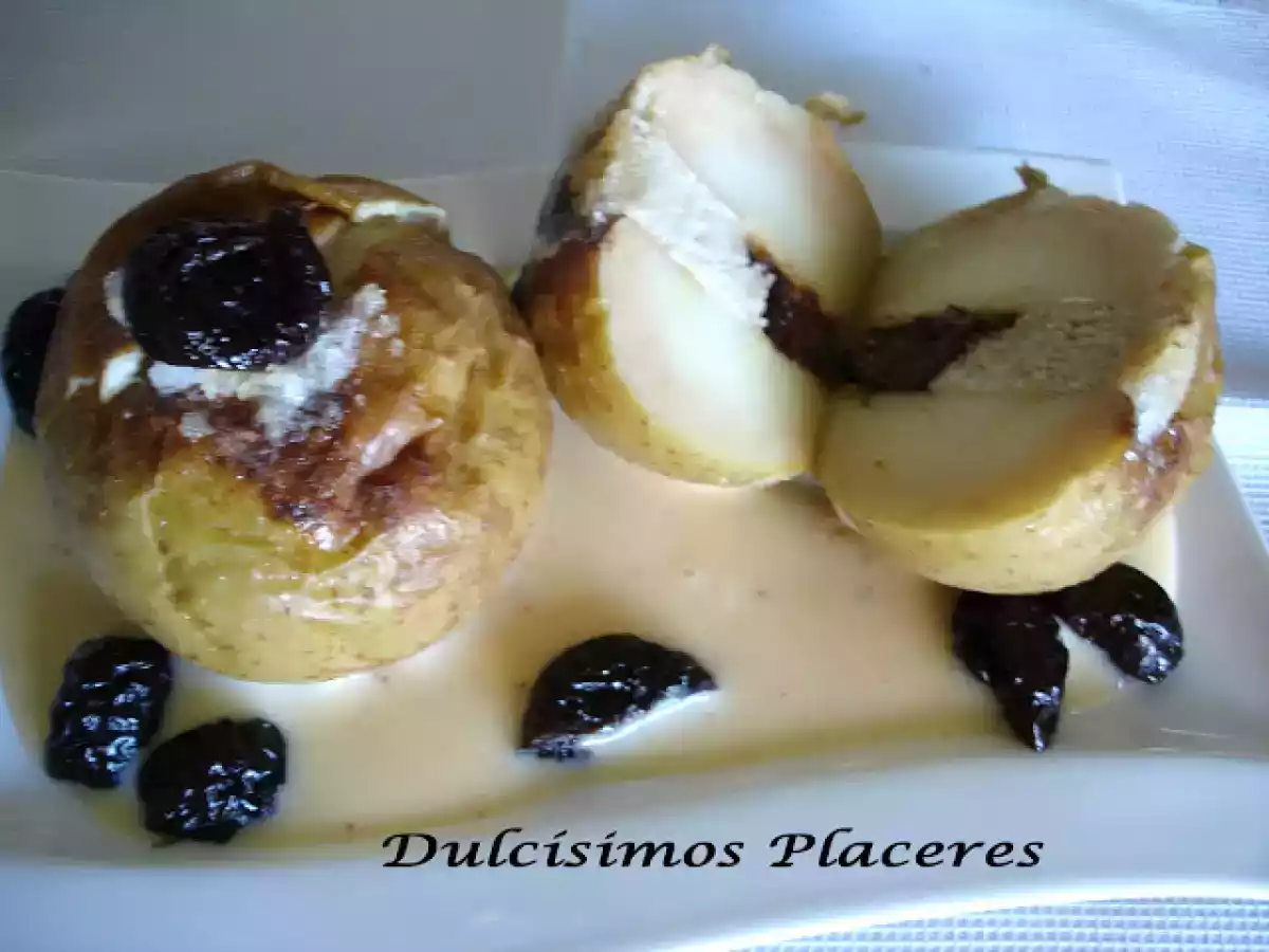 Manzana asada al Calvados sobre base de natillas - foto 2