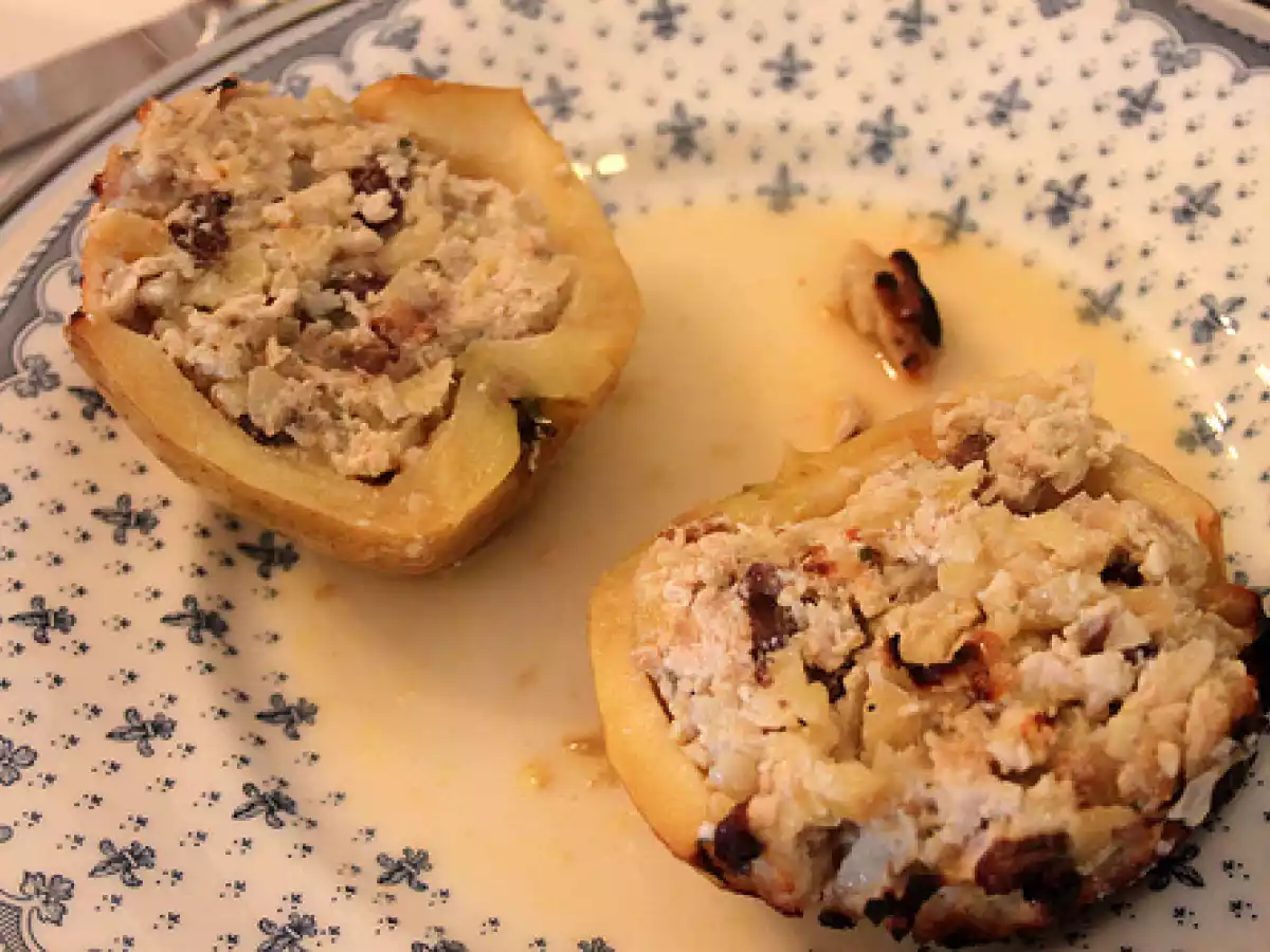 Manzanas rellenas de pollo, pasas y piñones - foto 4