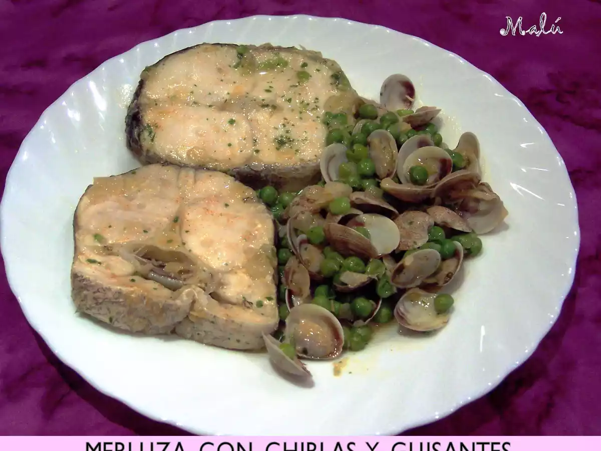 MERLUZA CON CHIRLAS Y GUISANTES