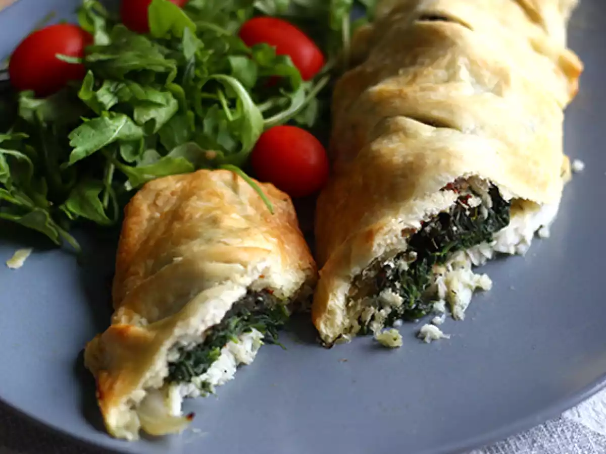 Merluza en hojaldre con espinacas