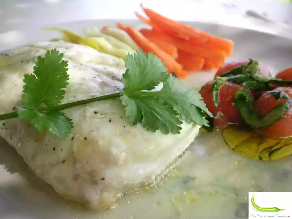 Merluza en papillote con verduritas