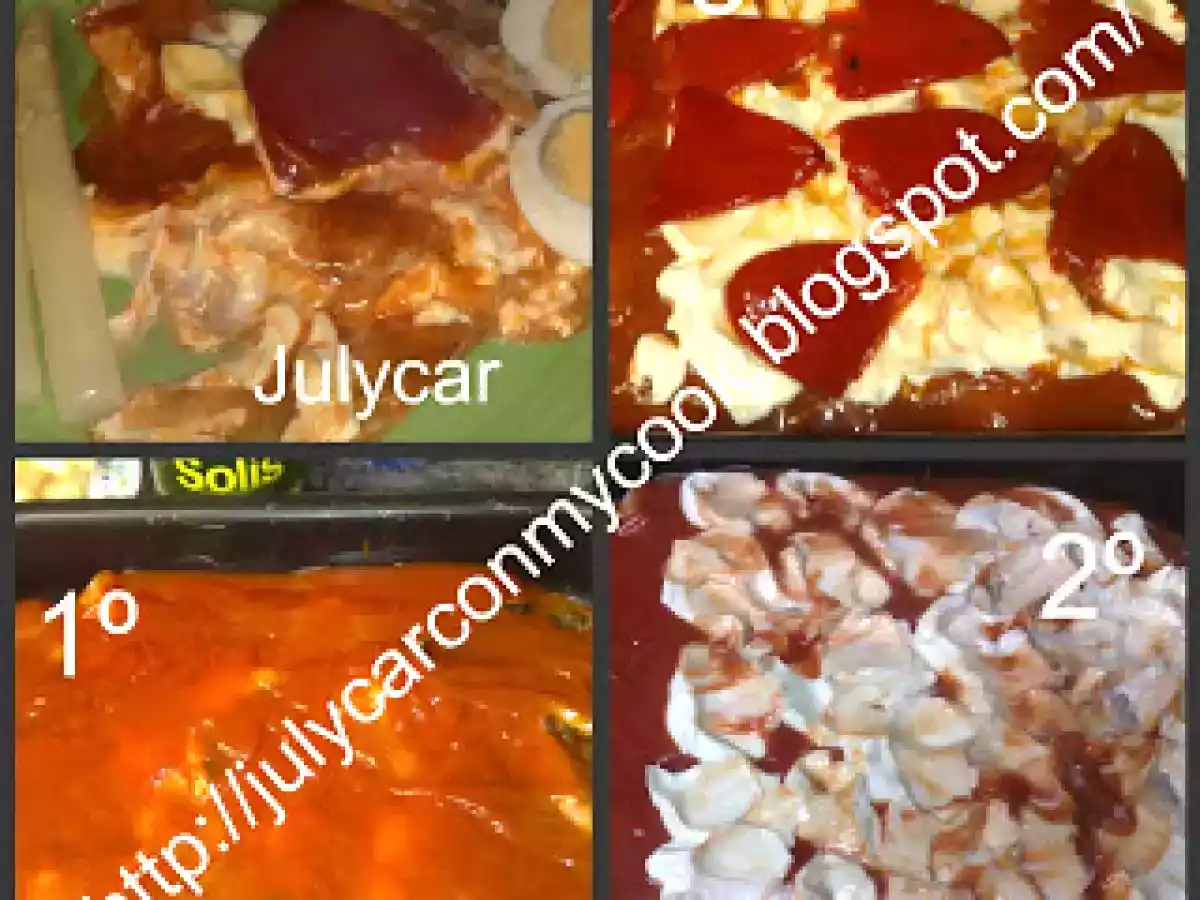 Merluza en salsa de mayonesa y tomate