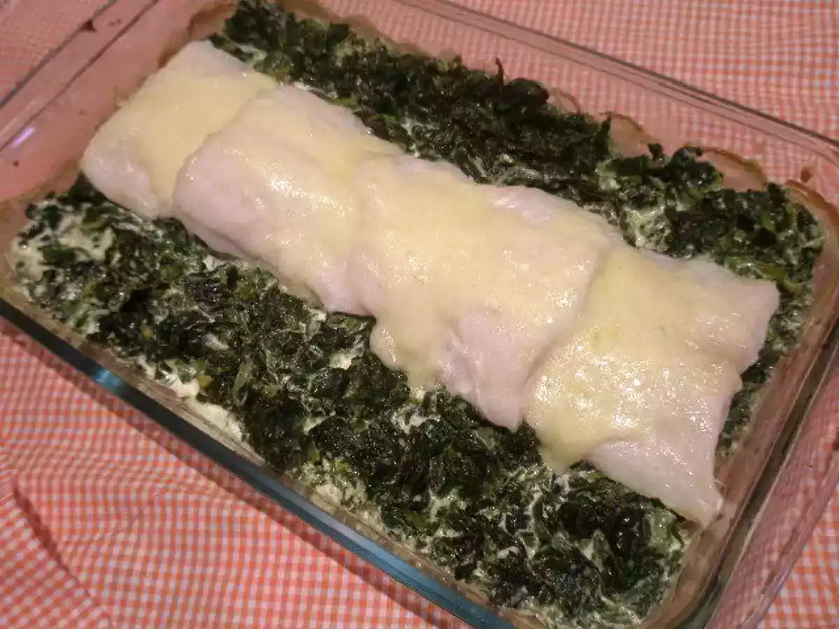 Merluzas con acelgas al horno