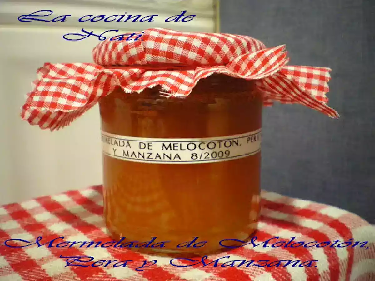 MERMELADA DE MELOCOTÓN, PERA Y MANZANA.