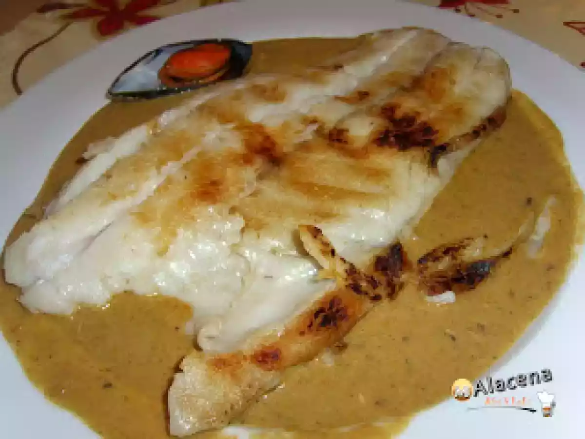 Mero a la plancha con crema de mejillones