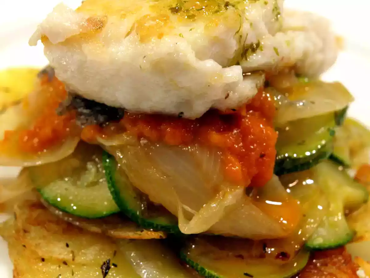 Mil hojas de verdura, con tronco de merluza - foto 2