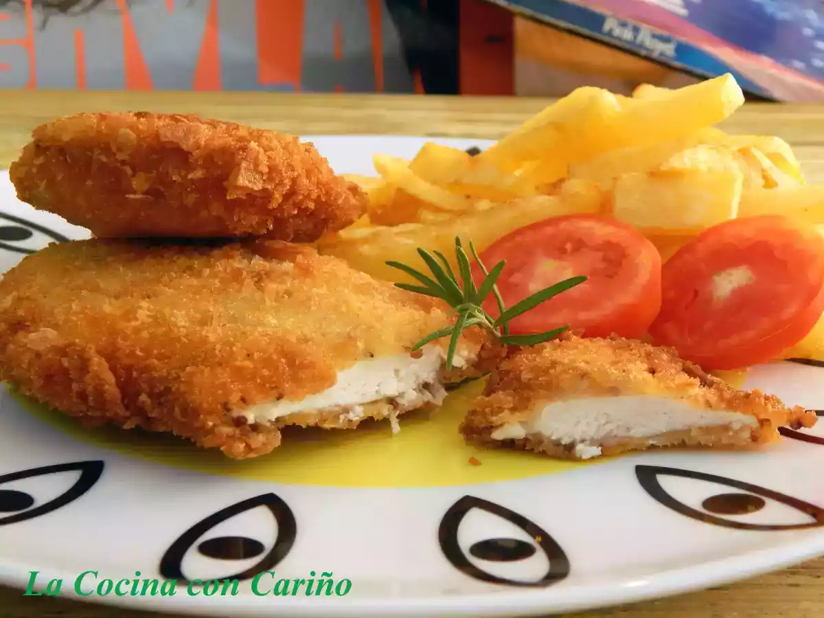 Milanesa de pollo a la mostaza y romero