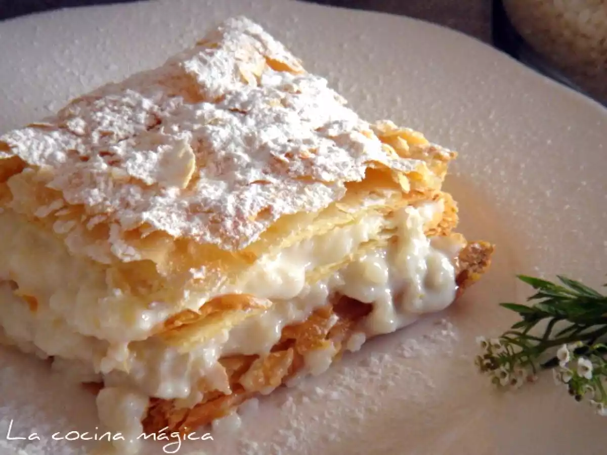 Milhojas de arroz con leche cremoso
