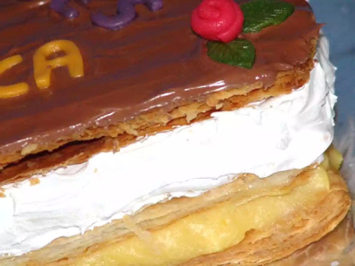 Milhojas de merengue italiano y crema pastelera
