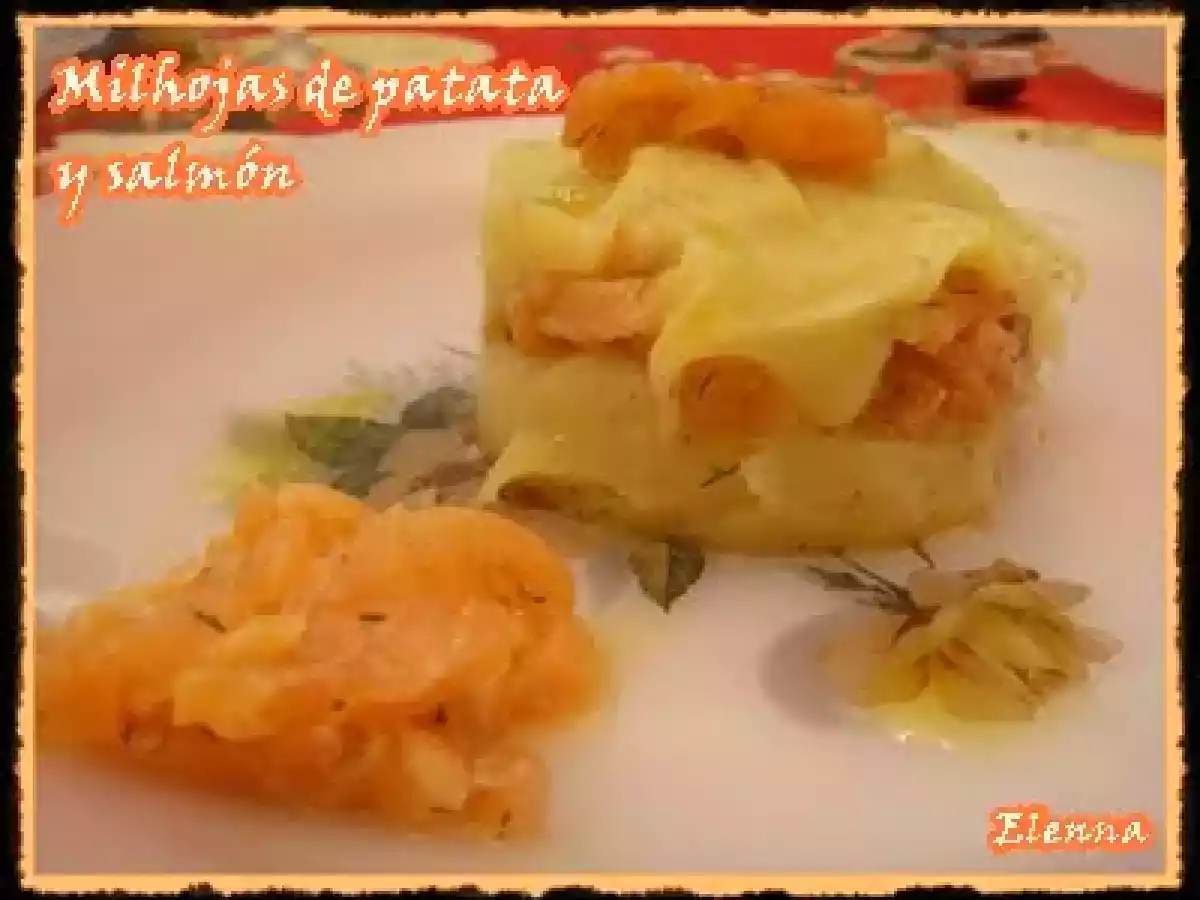 Milhojas de patata y salmón