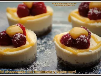 Mini cheesecake con frambuesas y lemon curd., foto 2