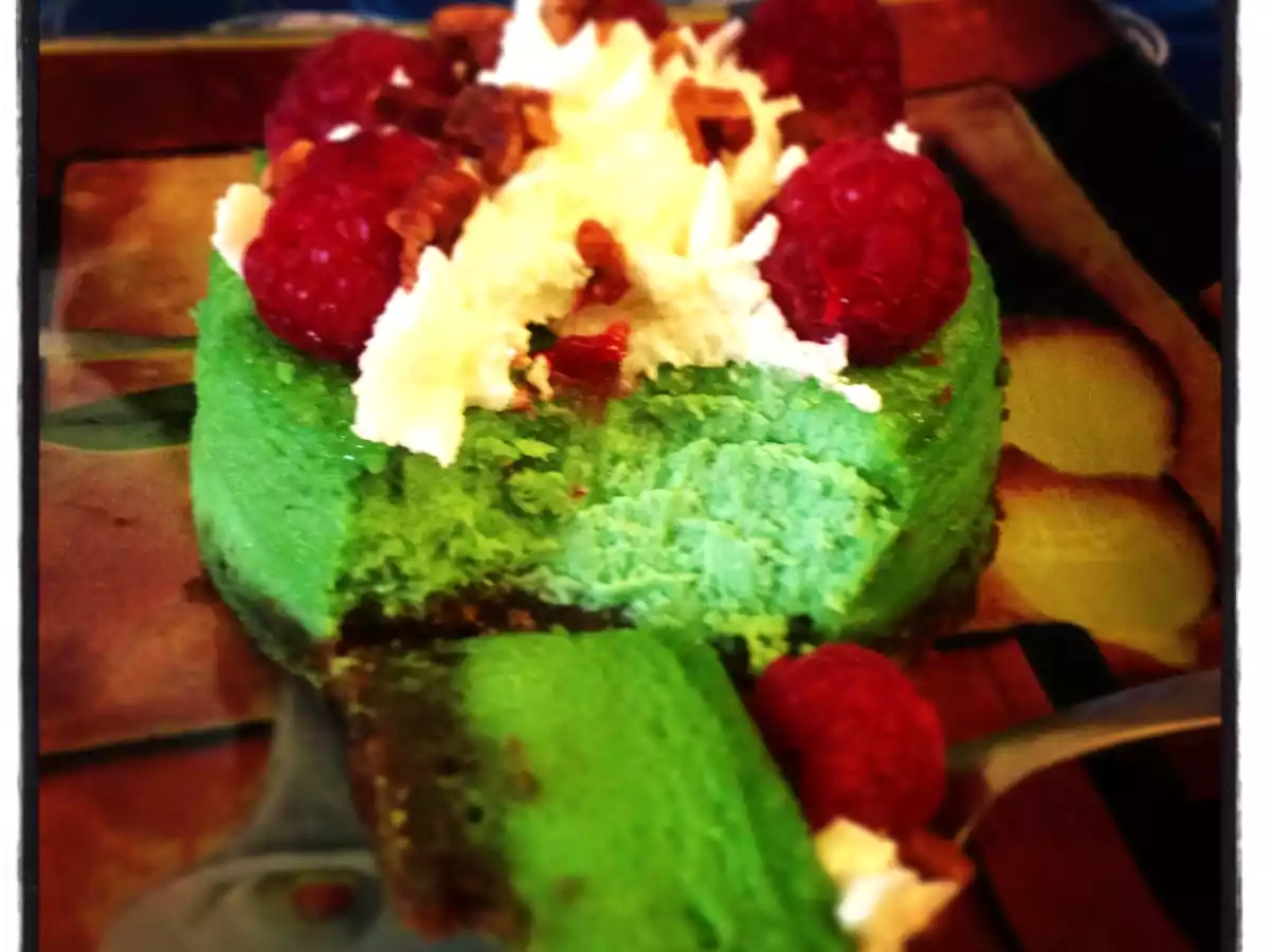 Mini-cheesecake de pistacho y frambuesa