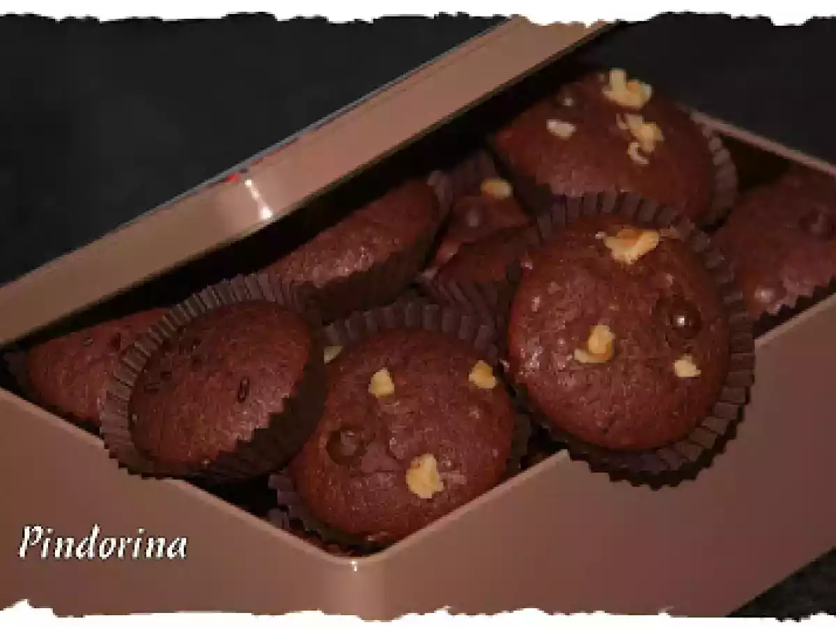 Mini magdalenas de chocolate y nueces