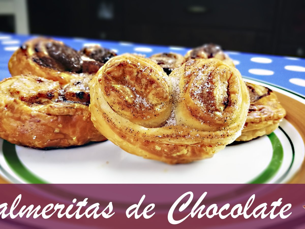 receta palmeritas de hojaldre con chocolate
