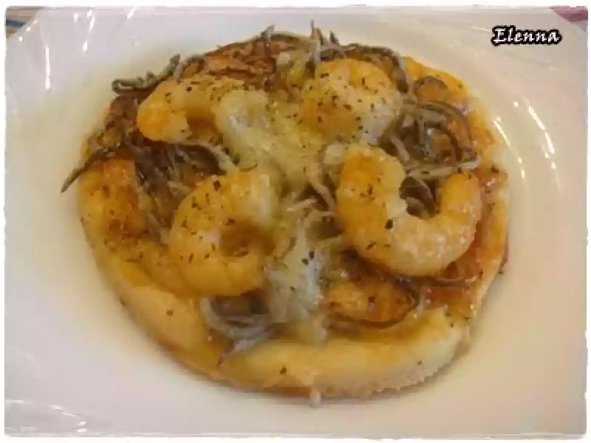 Mini pizzas de gulas y gambas - foto 2