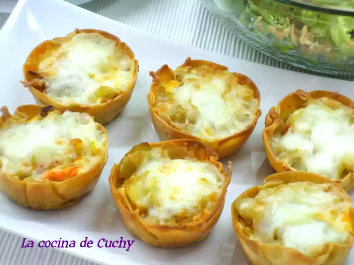 Mini-quiches de chorizo y tortilla de patatas