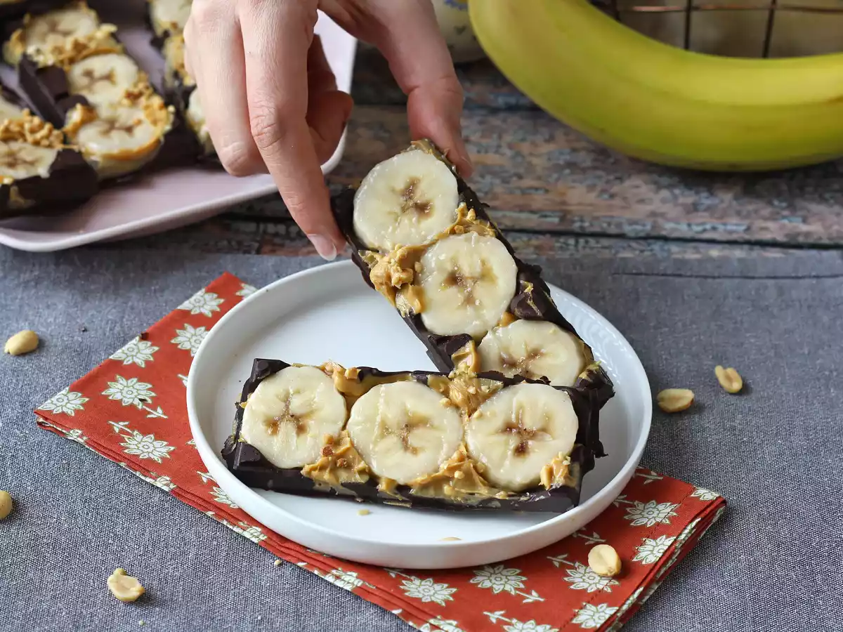 Mini tabletas de chocolate, plátano y crema de cacahuete: un bocado dulce sin azúcar añadido - foto 4
