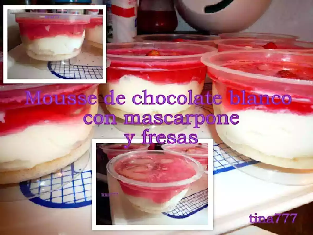 Mousse de chocolate blanco con mascarpone y fresas