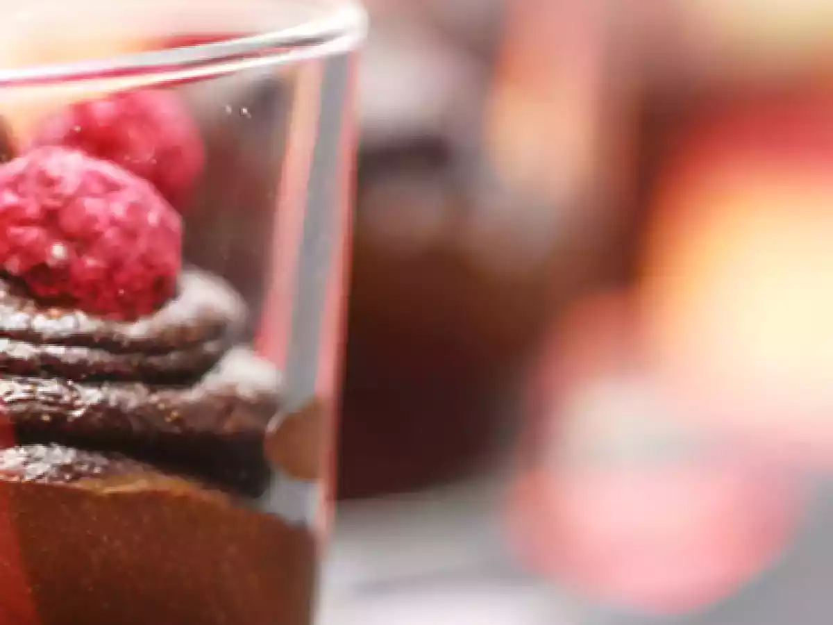 Mousse de chocolate con frambuesas
