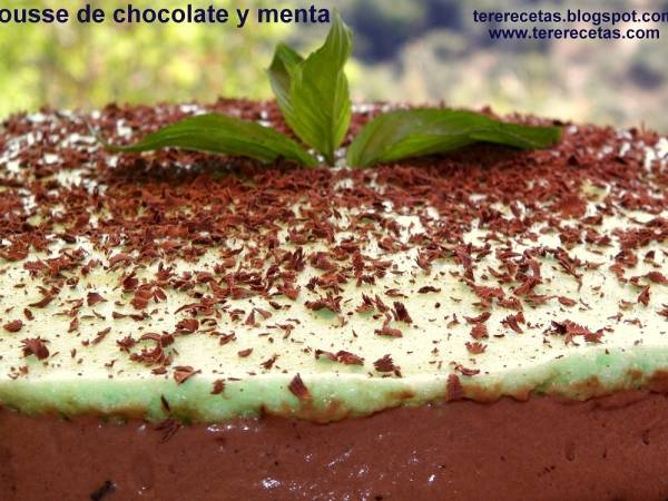 Mousse de chocolate y menta.