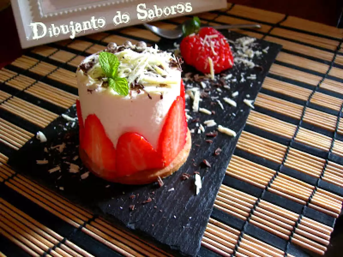 Mousse de yogurt griego Danone con hierbas dulces de Mallorca.
