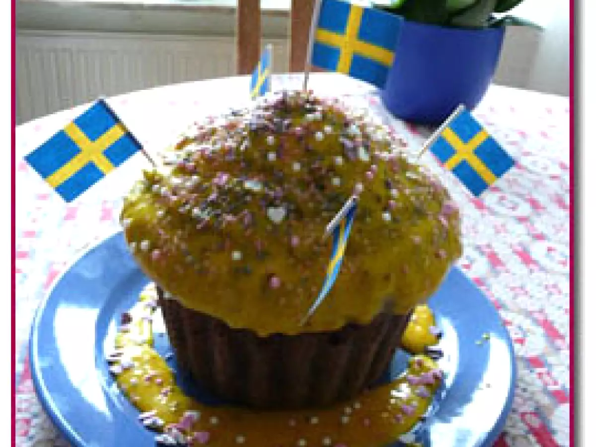 Muffin sueco de remolacha y azafrán “gigante”