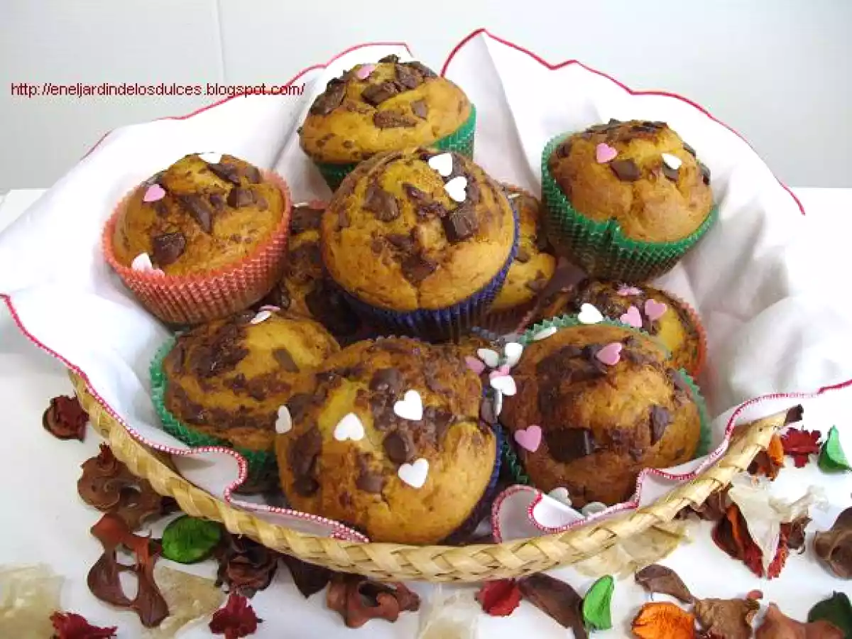 Muffins con chocolate (sin azúcar)