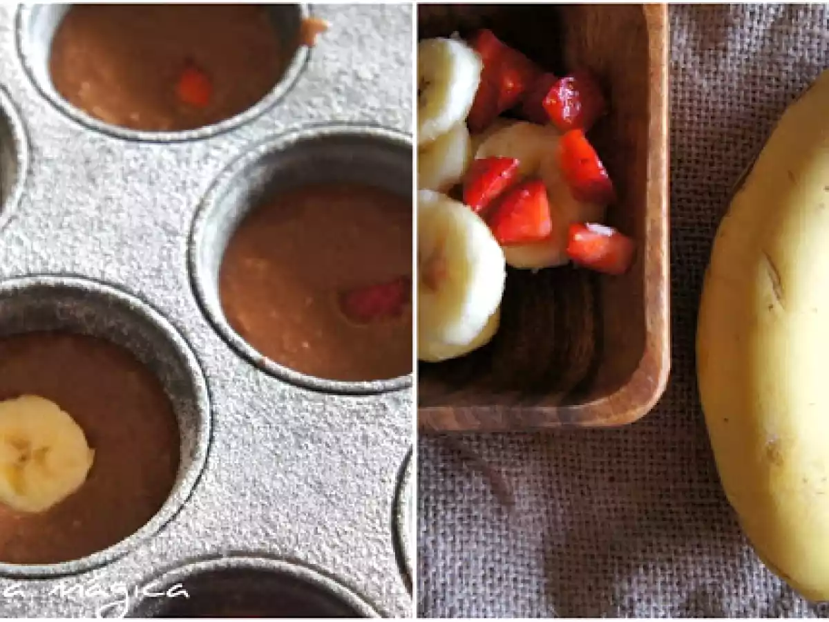 Muffins de cacao, fresas y plátano - foto 3