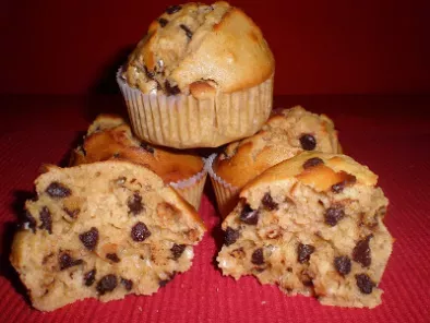Muffins de mantequilla de cacahuete y chips de chocolate