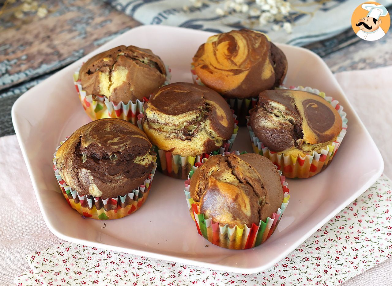 Muffins marmolados, chocolate y vainilla - Receta Petitchef