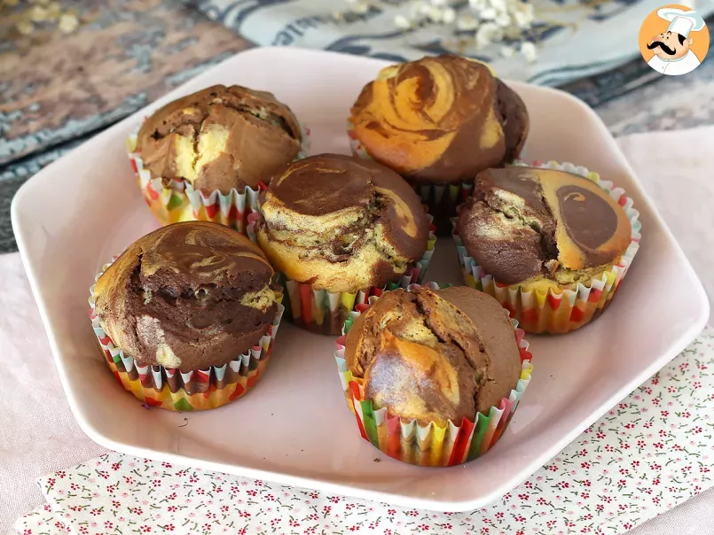 Muffins marmolados, chocolate y vainilla