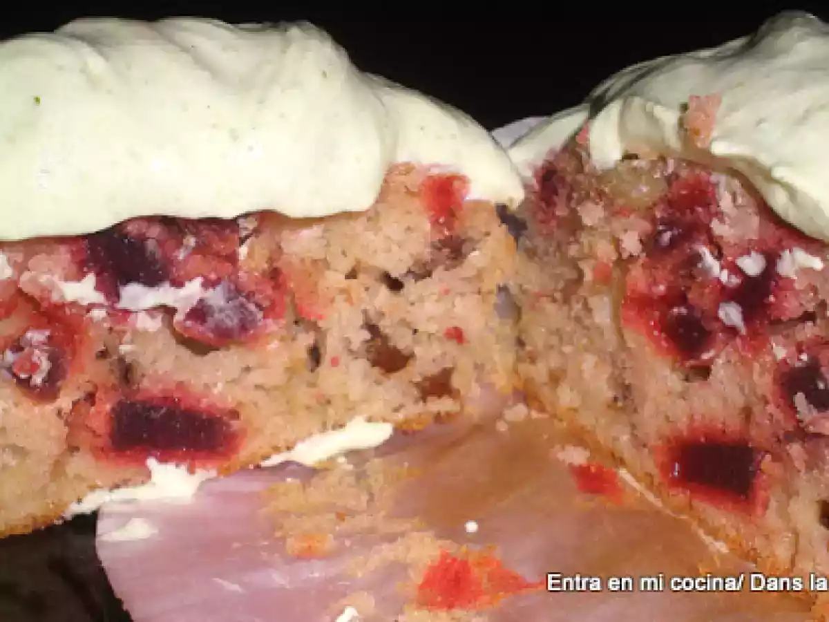 Muffins remolacha-crema de queso - muffins betteraves rouges- crème au fromage - foto 4