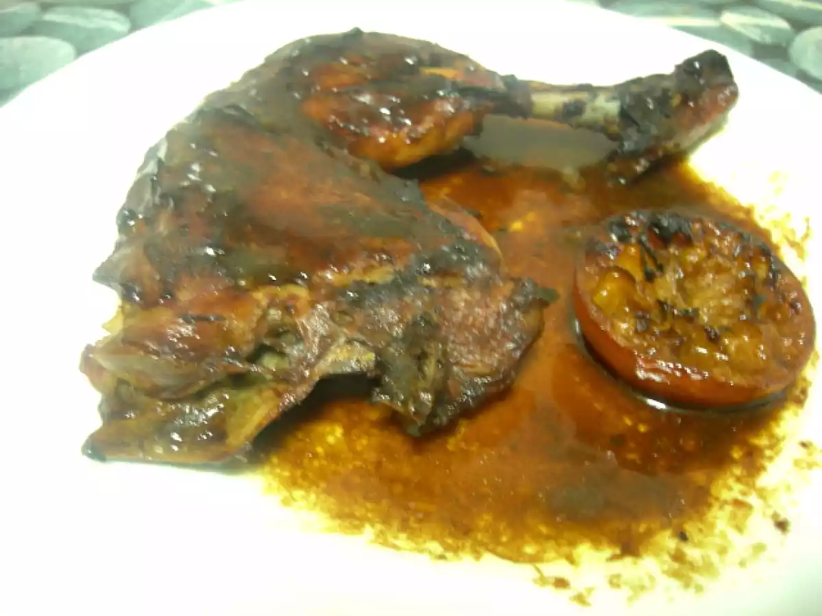 Muslos con salsa de mandarina y vino tinto