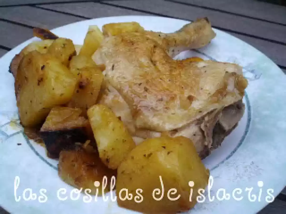 Muslos de pollo asado con patatas en Fussioncook