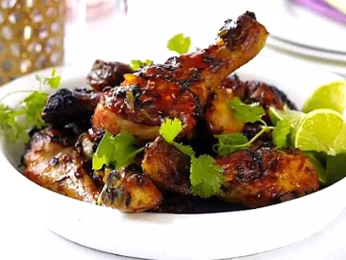 Muslos de pollo asados con mango