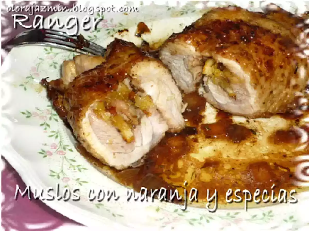 Muslos de pollo con naranja y especias